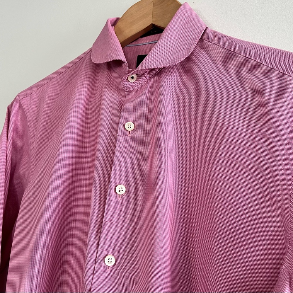 Simon Carter London Pink Slim Fit Button Down Long Sleeve Dress Shirt Size 15